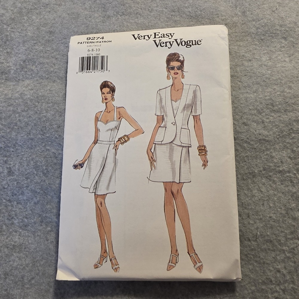 Vogue Very Easy Very Vogue 9274 Women's Jacket Sewing Pattern Sz 6-10